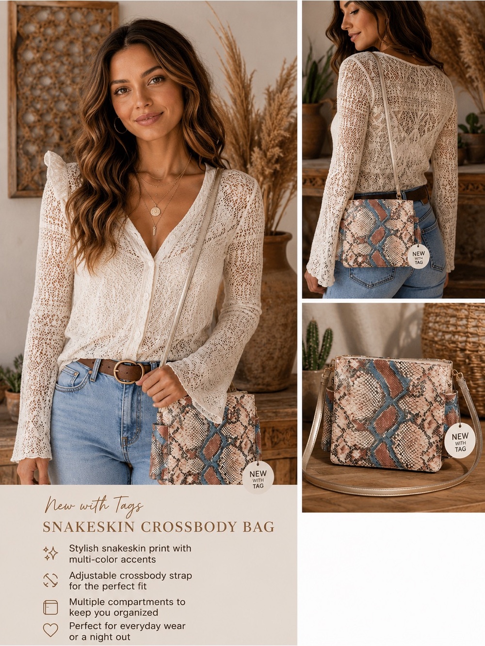 Kelly wynne sorry not sorry satchel crossbody Bag - Neutral Multi-Color